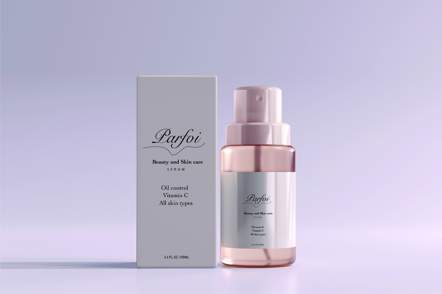 Parfoi beauty — serum packaging and bottle design